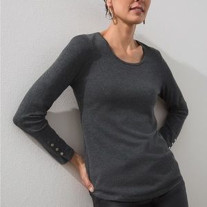 Chico’s Spun Rayon Button Detail Sweater